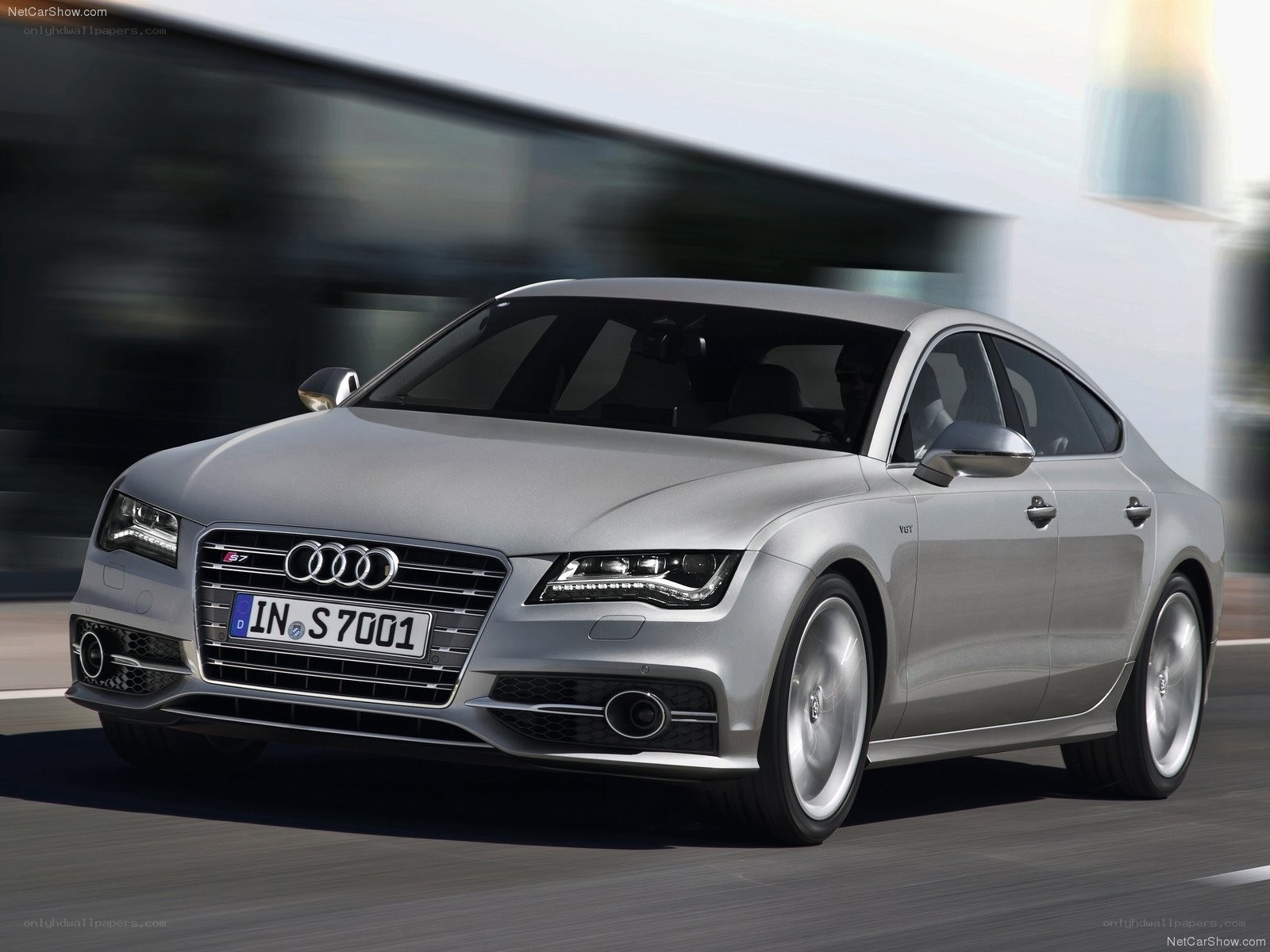 Silver Audi S7 in motion
