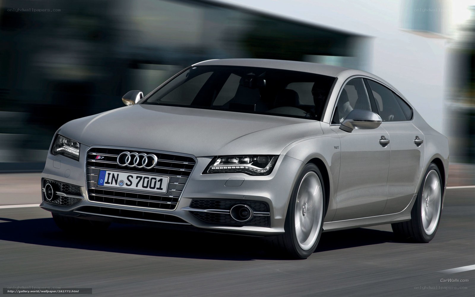 silver audi s7 in motion