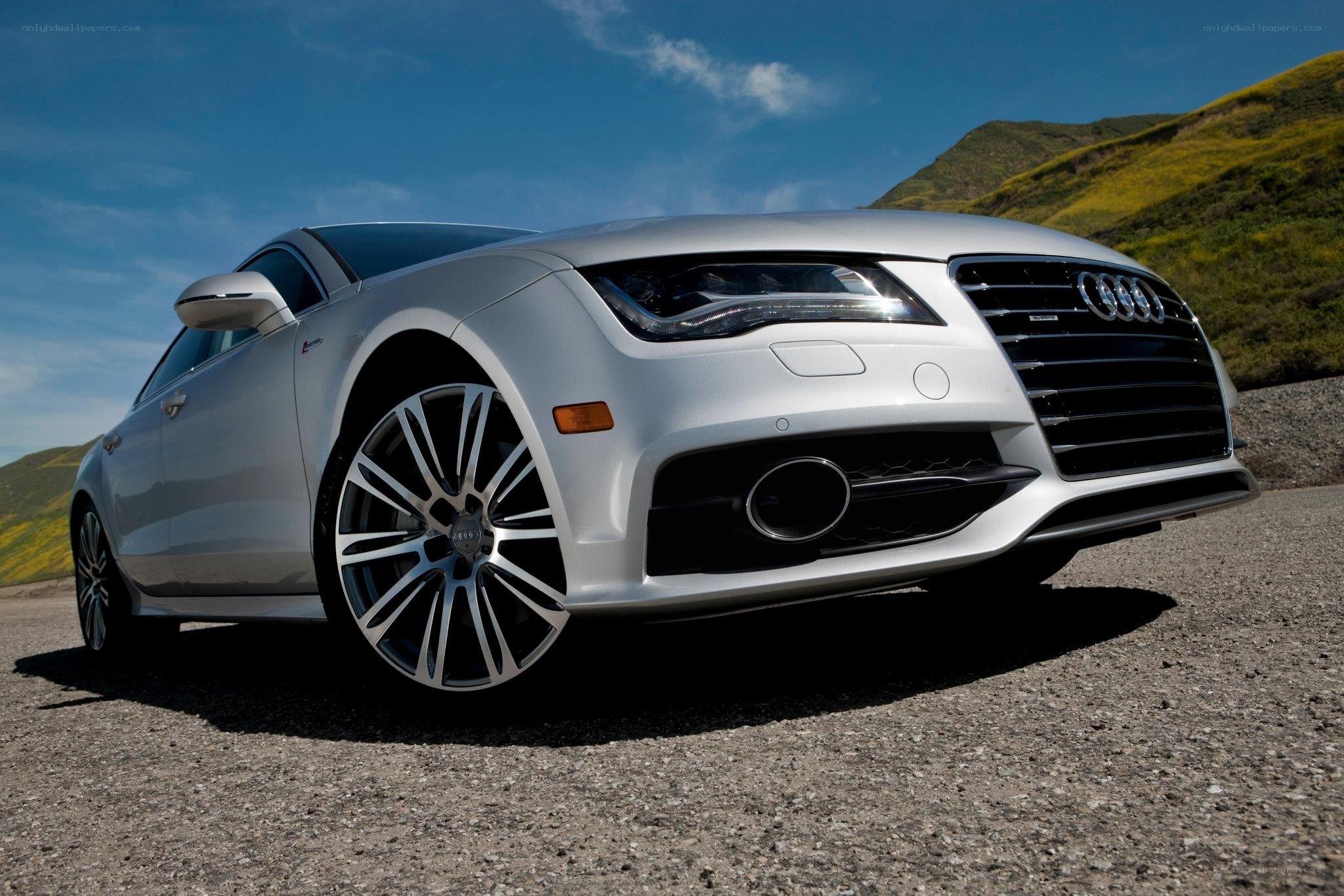 Silver Audi S7 parked on road