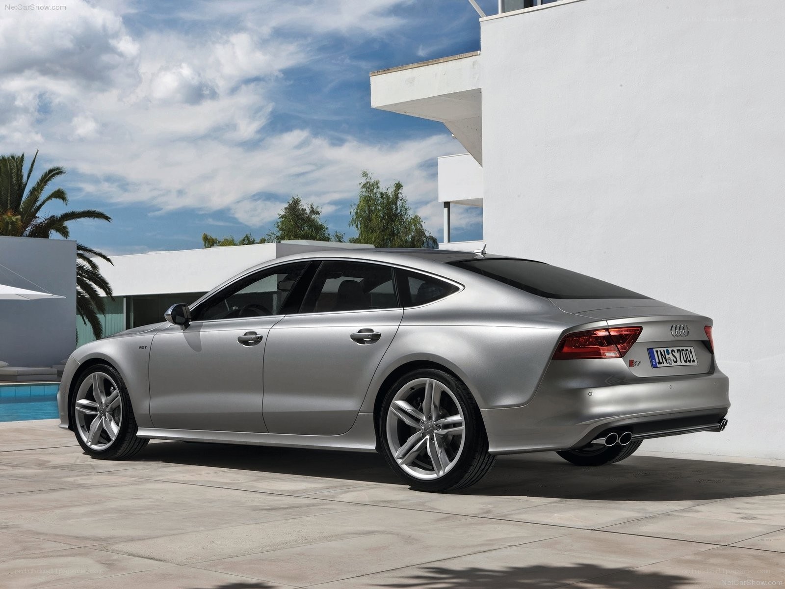 silver audi s7 parked outside