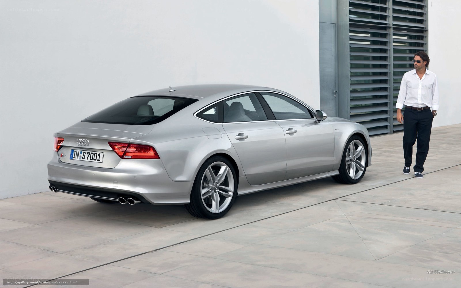 Silver Audi S7 parked outside