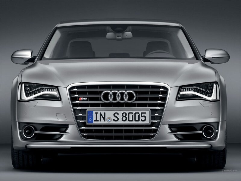 silver audi s8 front view