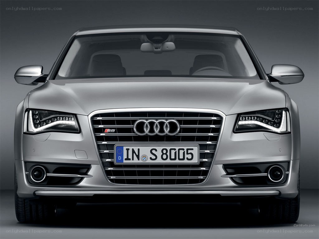 silver audi s8 front view