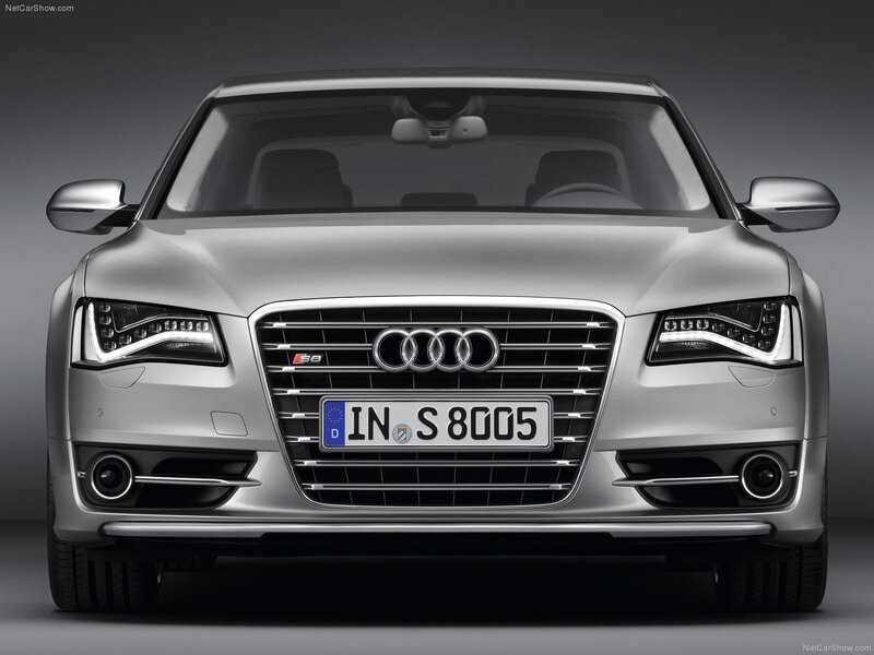 silver audi s8 front view