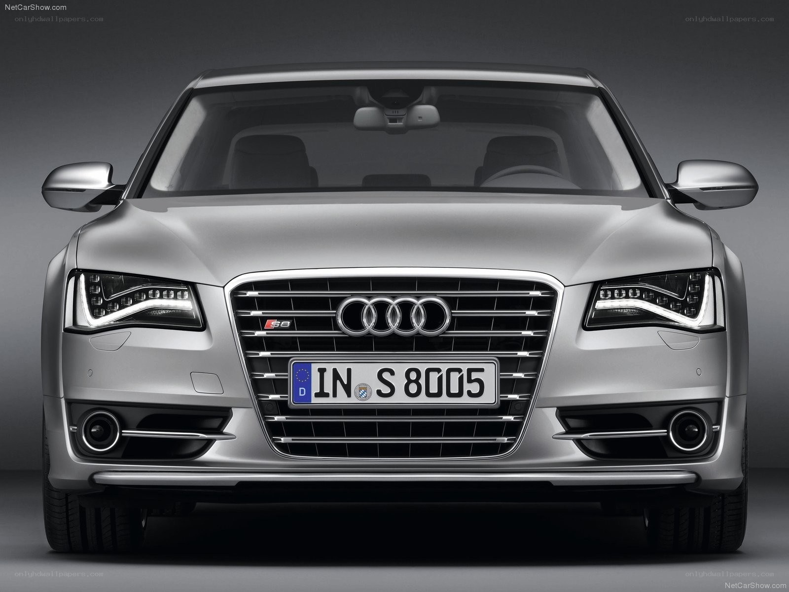 silver audi s8 front view
