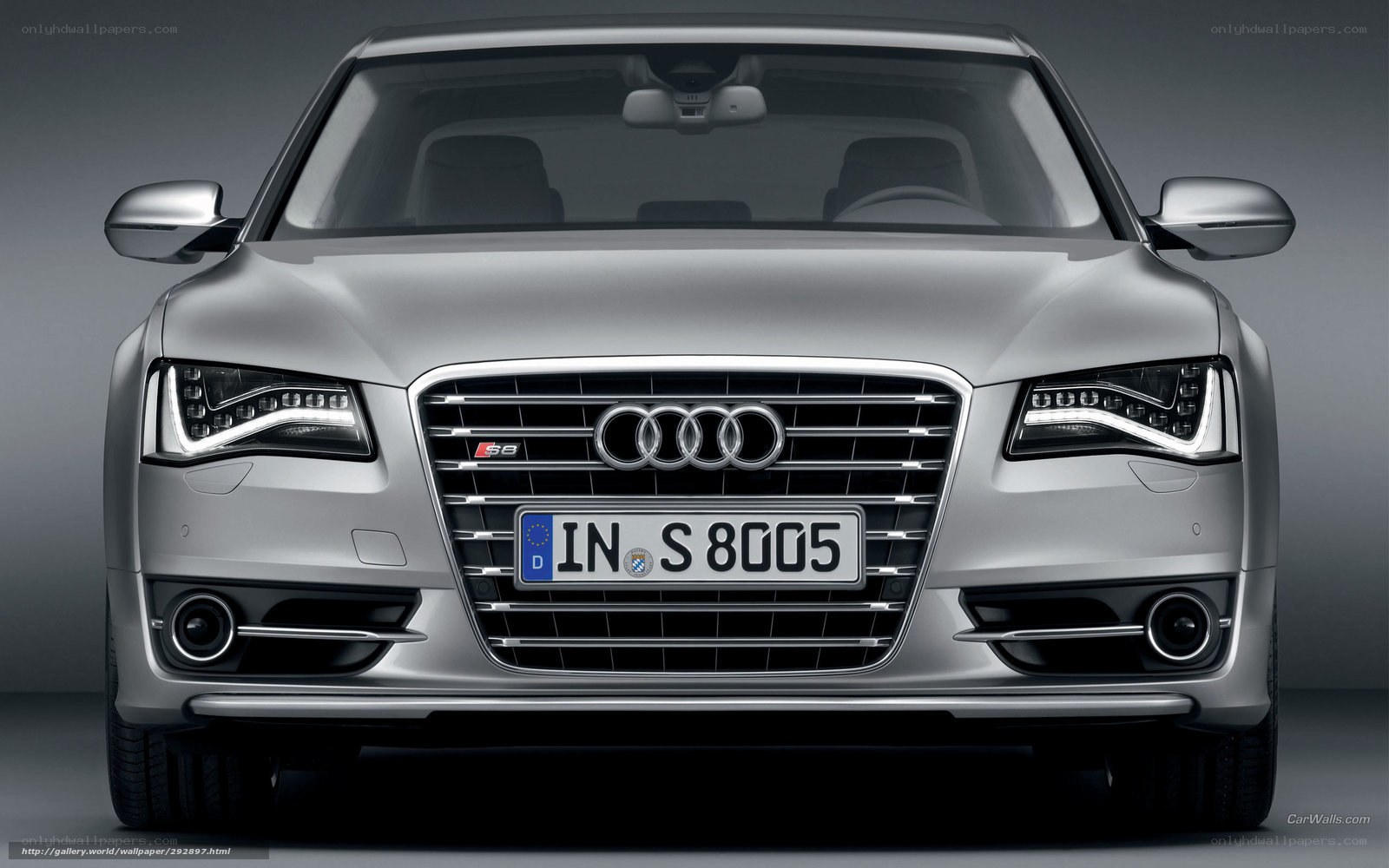 silver audi s8 front view