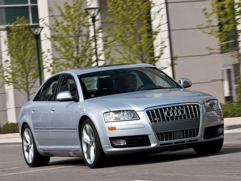 silver audi s8 in motion