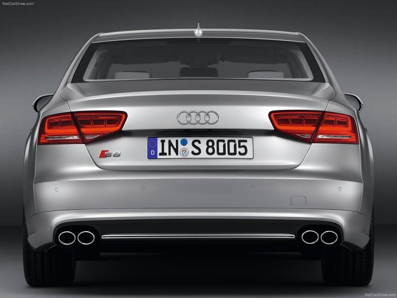 Silver Audi S8 rear view