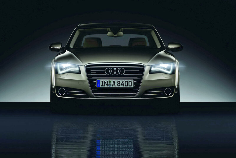 Silver Audi Sedan — Dramatic, Photograph, Car, Headlights