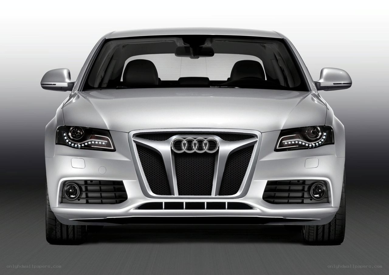 silver audi sedan front view