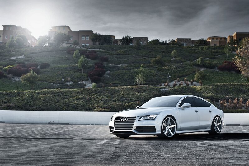 Silver Audi Sedan — White, Dramatic