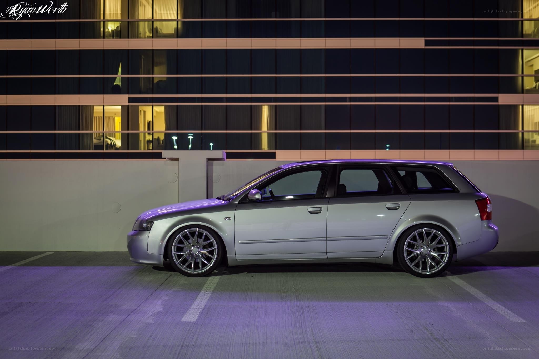 silver audi station wagon at night
