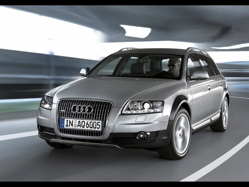 Silver Audi station wagon in motion