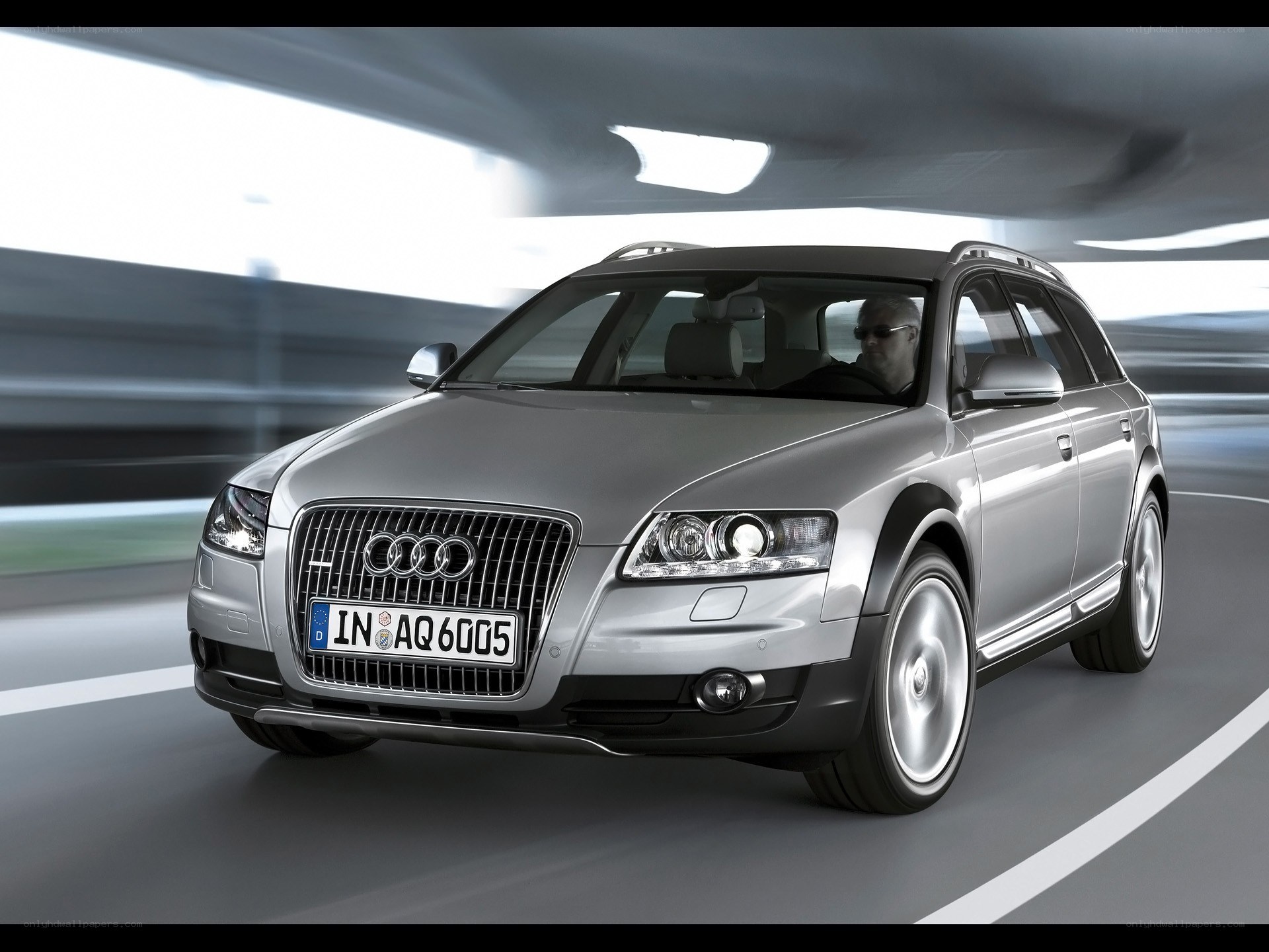 Silver Audi station wagon in motion