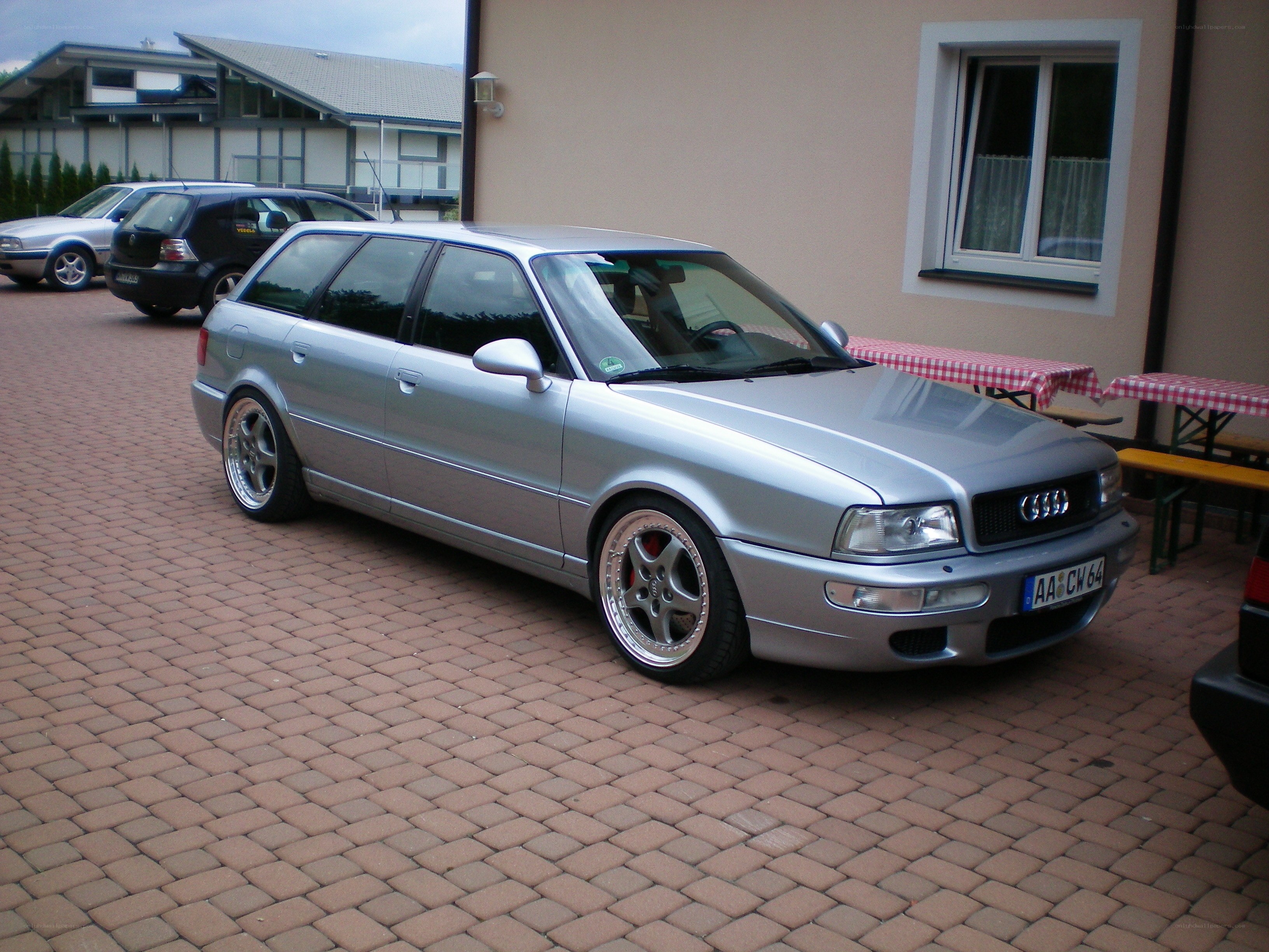 Silver Audi station wagon parked