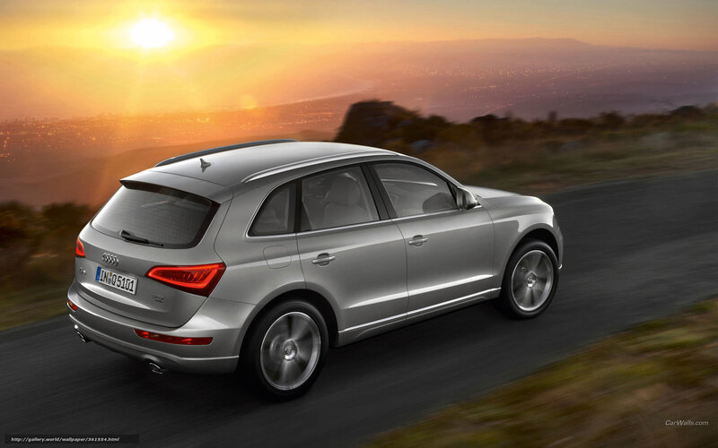 Silver Audi Suv — Dramatic, Sunset