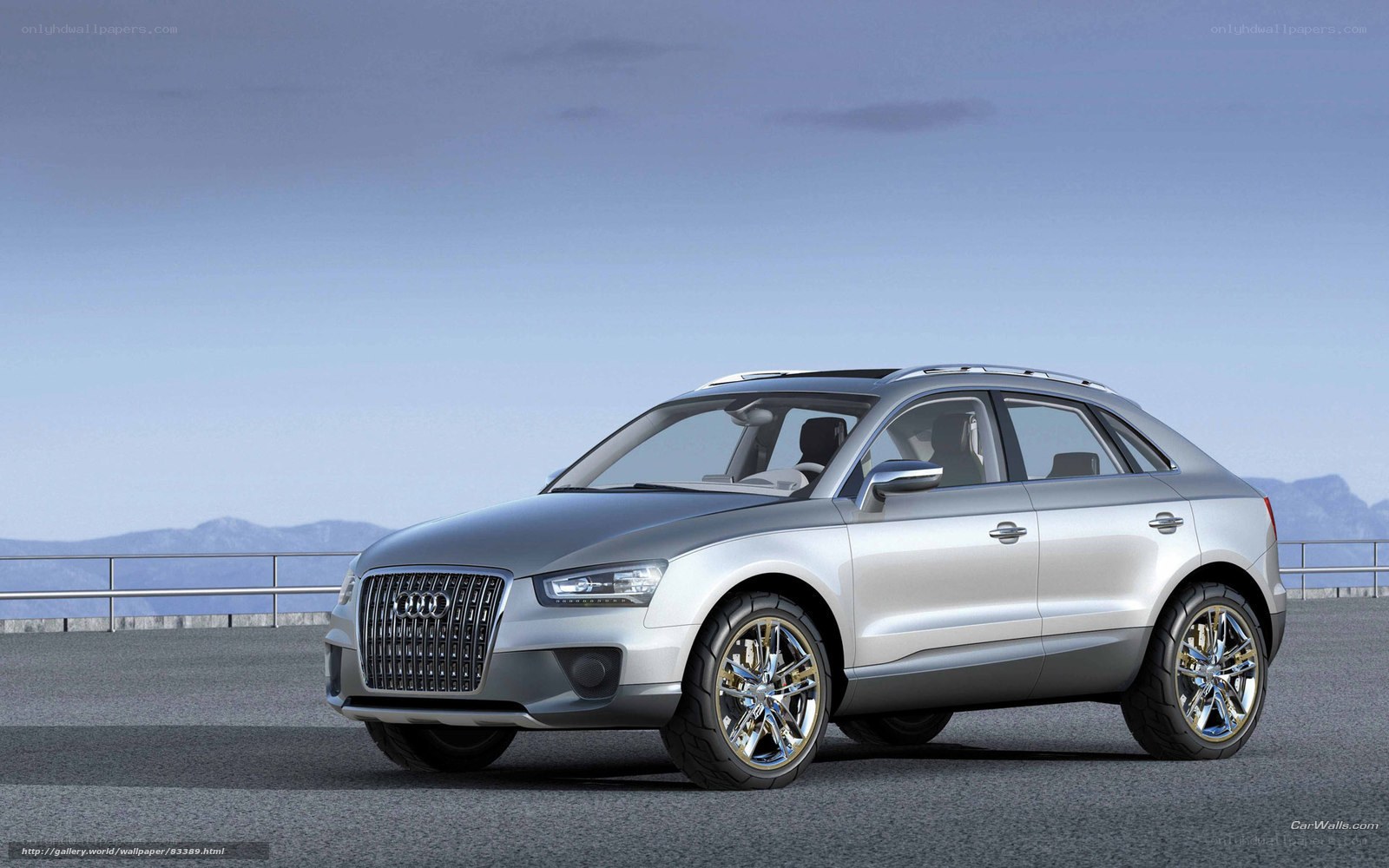 Silver Audi SUV on a scenic overlook