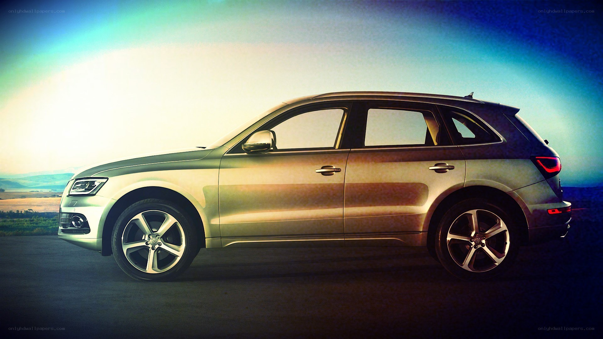 silver audi suv side view