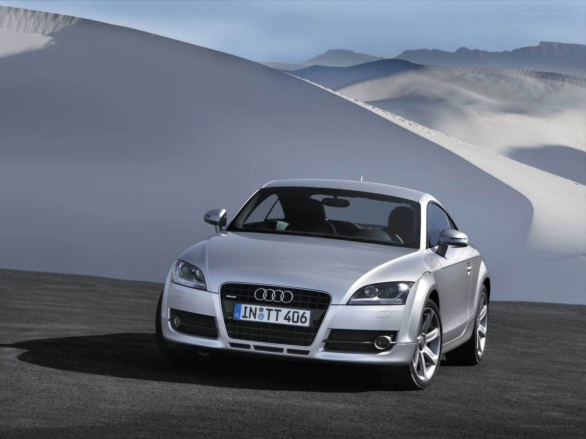 Silver Audi TT in desert