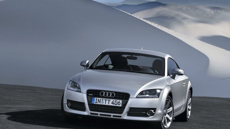 Silver Audi TT in desert