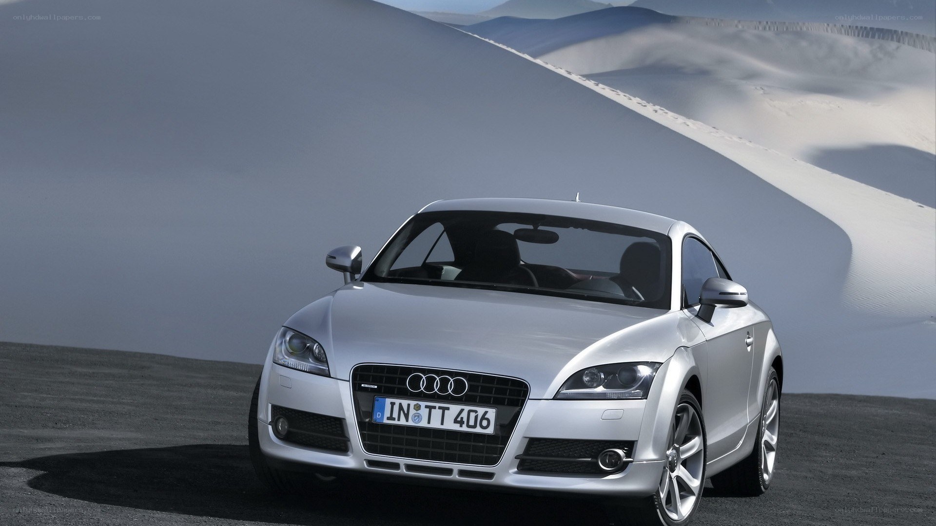Silver Audi TT in desert