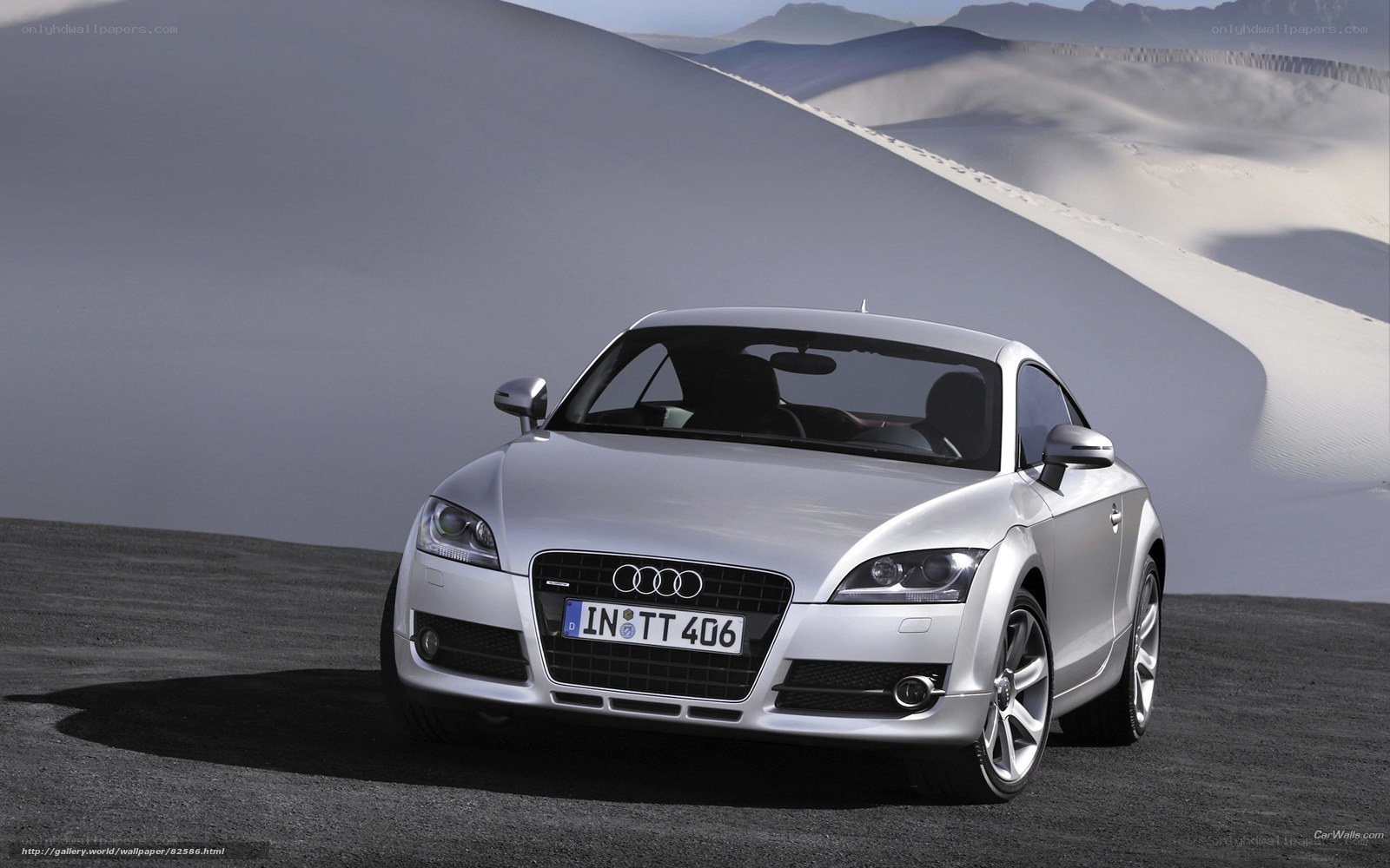 Silver Audi TT in desert