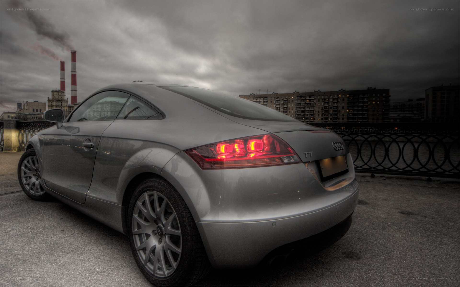 Silver Audi TT on a bridge
