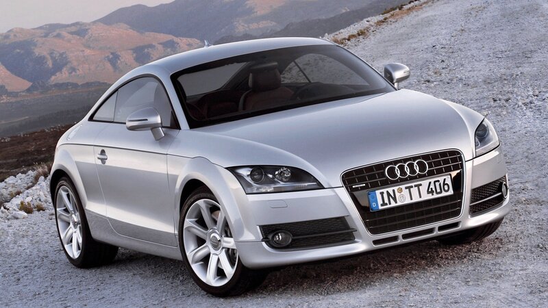 Silver Audi TT on a gravel road