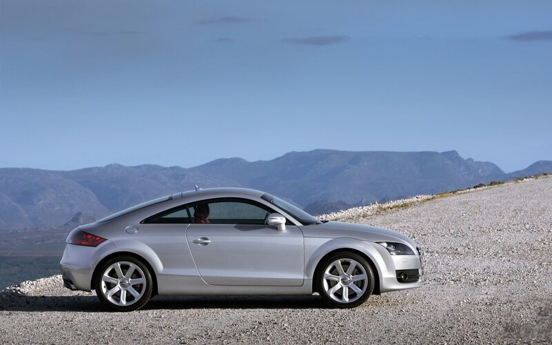 Silver Audi TT on a gravel road