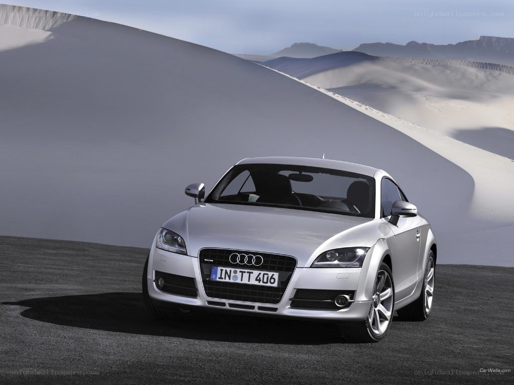 Silver Audi TT on desert road