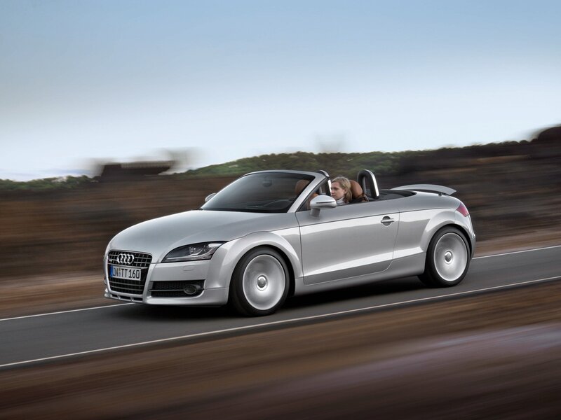 Silver Audi TT Roadster in motion