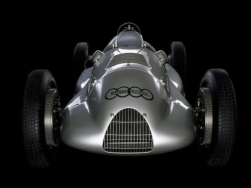 Silver Auto Union race car