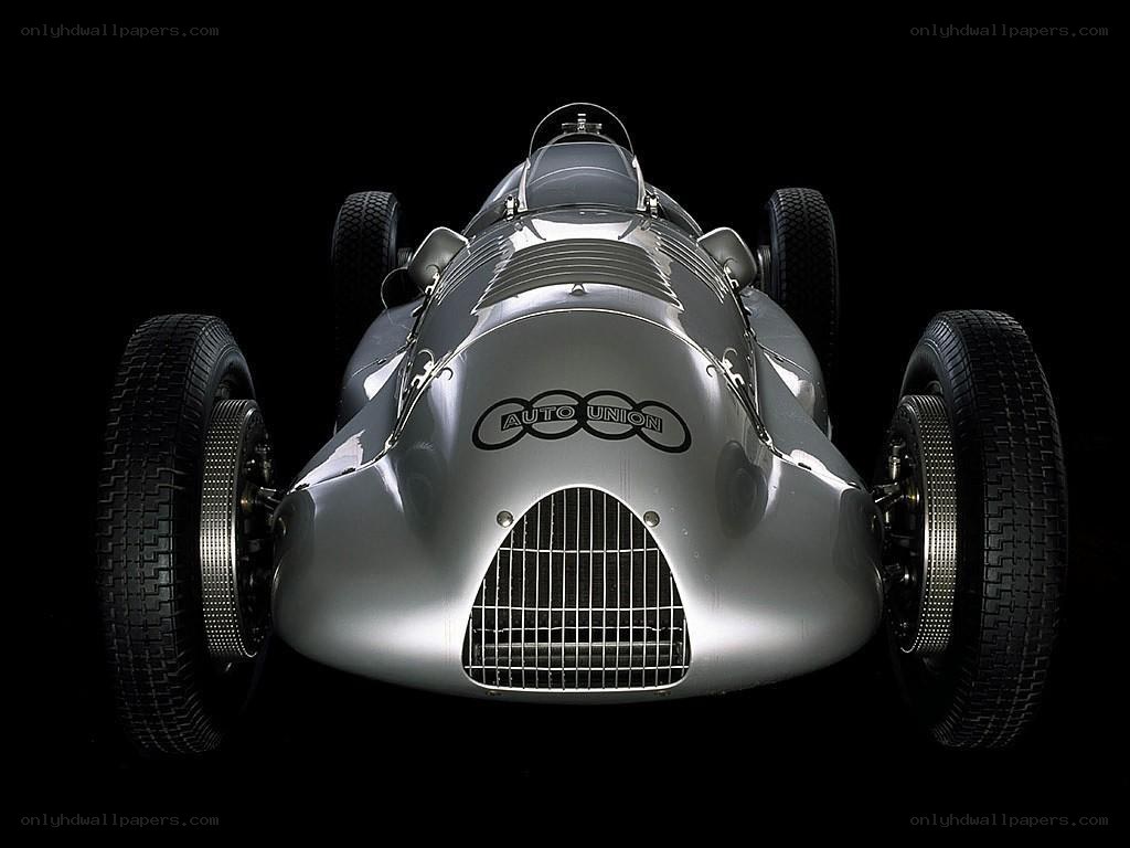 Silver Auto Union race car