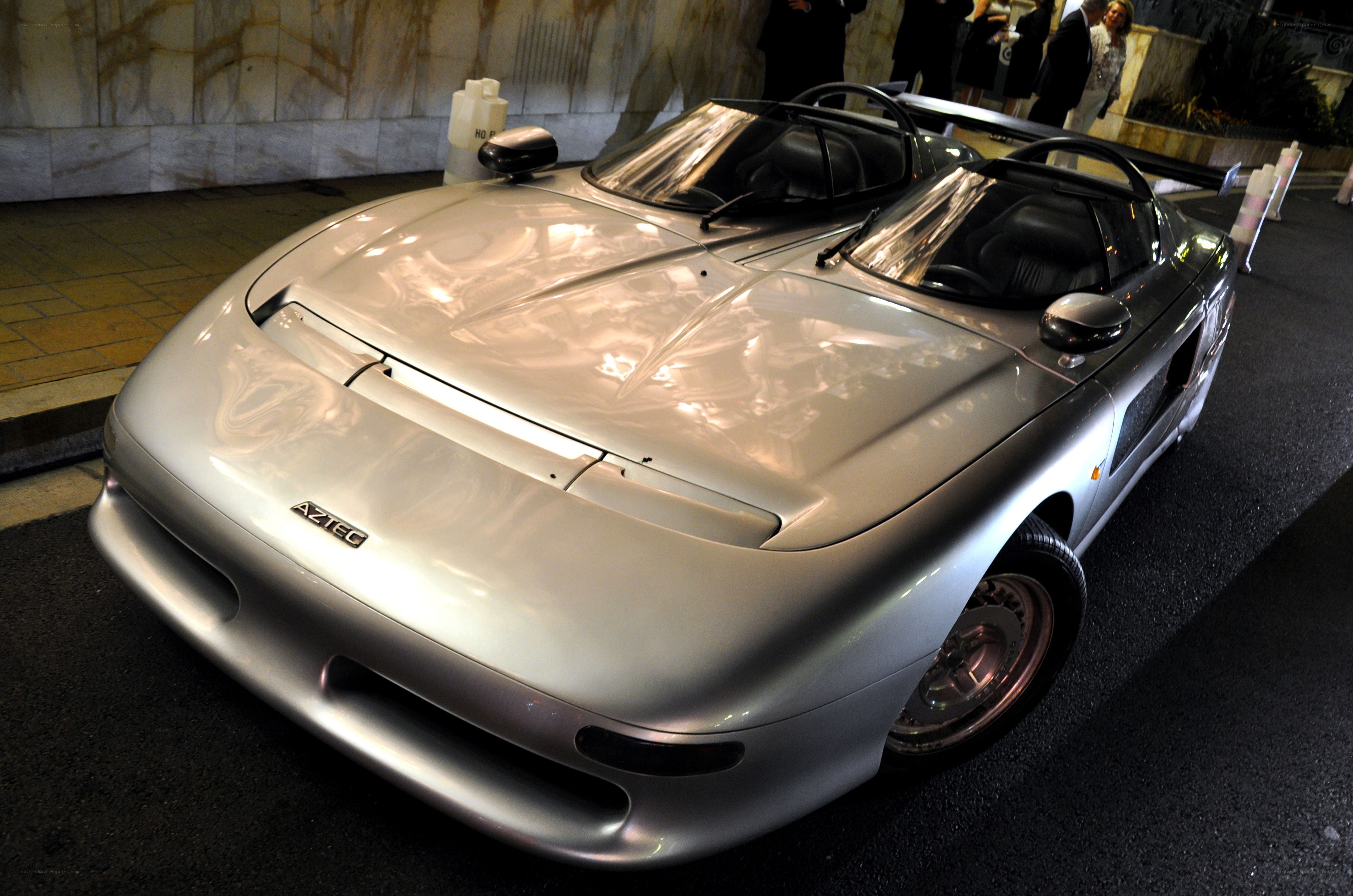 Silver Aztec sports car