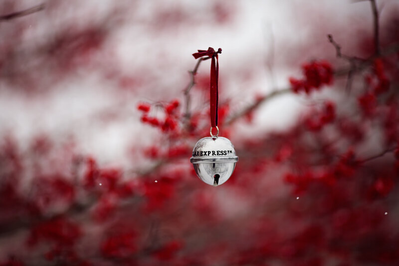 Silver Bell Ornament — Red