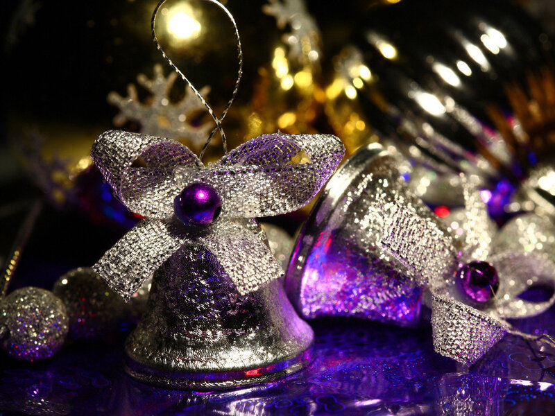 Silver Bell Ornaments — Purple
