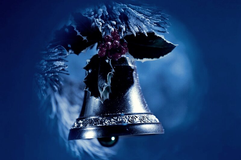 Silver Bell with Holly — Blue