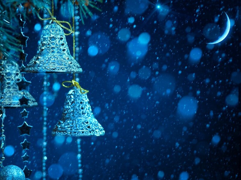 Silver Bells on Tree — Blue