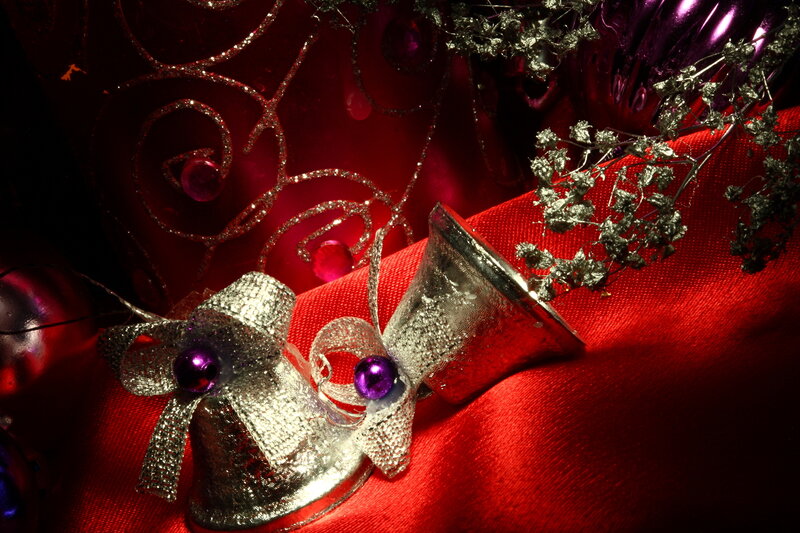 Silver Bells with Purple Beads