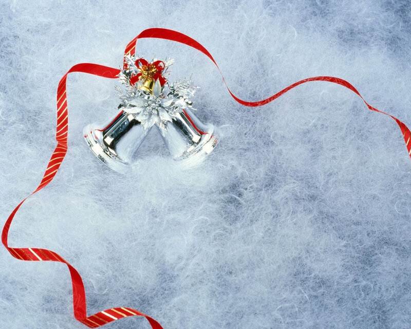 Silver Bells with Ribbon — White