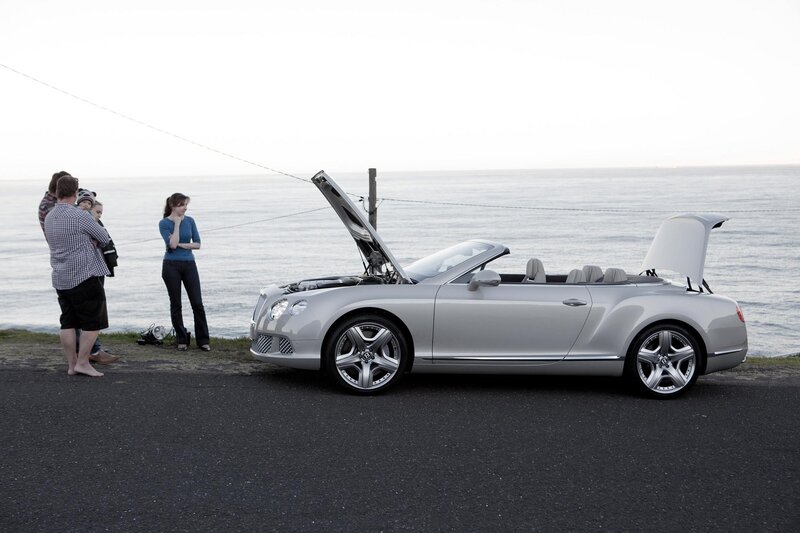 Silver Bentley by the sea