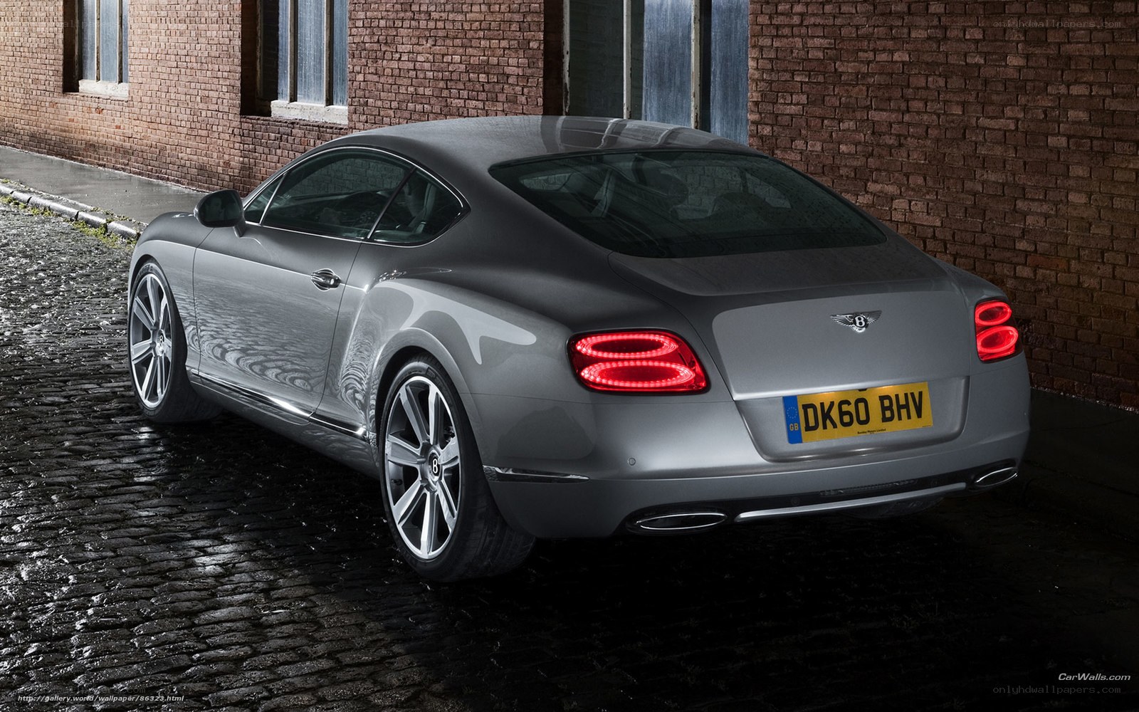Silver Bentley Coupe on Cobblestone