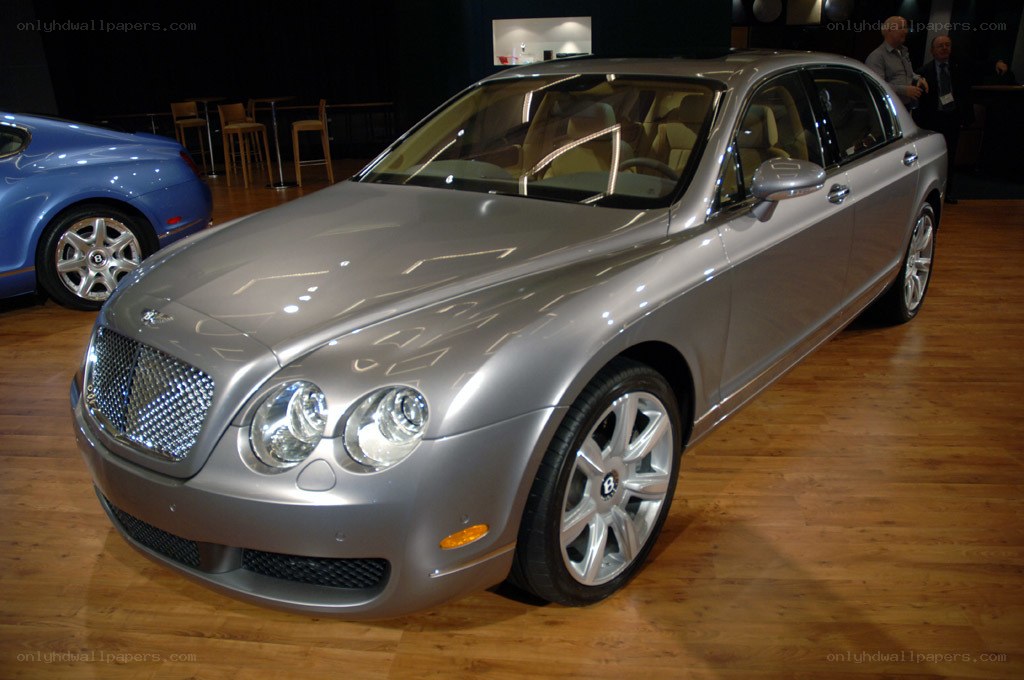 Silver Bentley on display