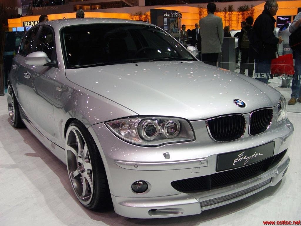 Silver BMW 1 Series at auto show
