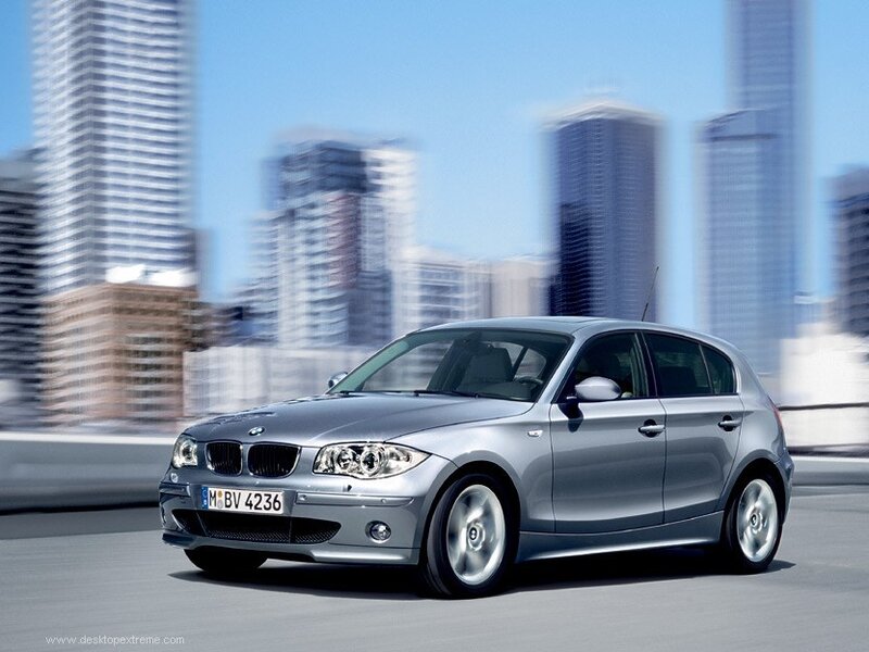 Silver BMW 1 Series in city