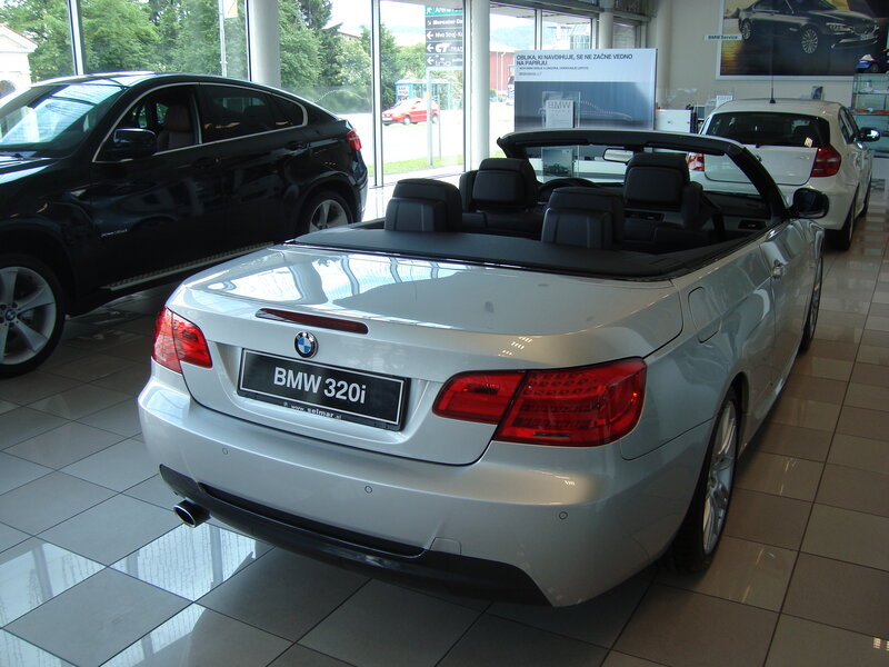Silver BMW 320i convertible
