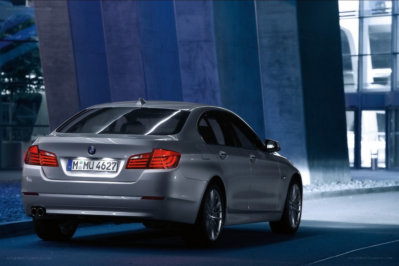 Silver BMW 5 Series sedan
