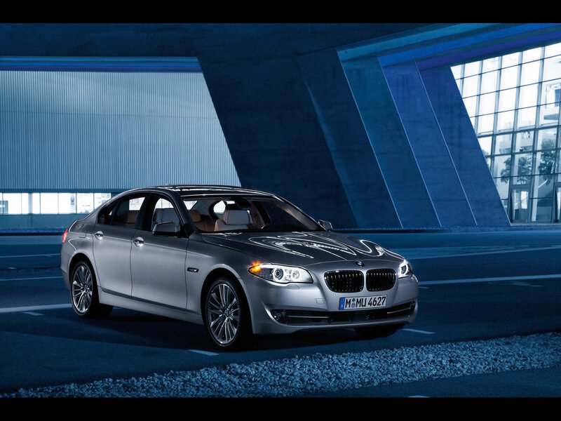 Silver BMW 5 Series sedan