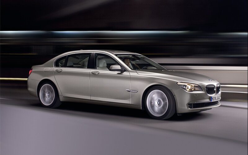 silver BMW 7 Series in motion
