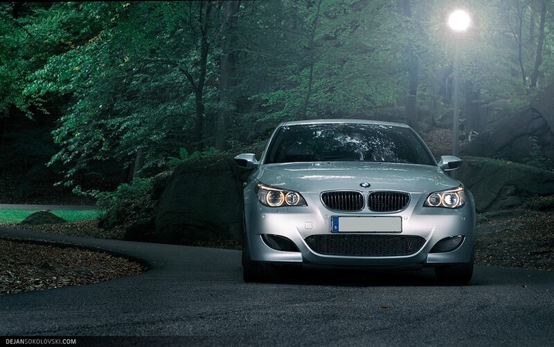 Silver BMW Car — Gray, Dramatic, Night, Photograph, Forest